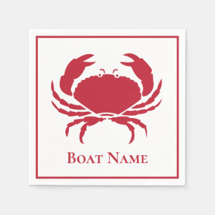Moderne Nautical Red Crab op wit design Servet