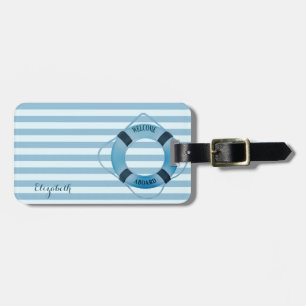 Moderne Nautical Sailor Lifebelt, Stripes Bagagelabel