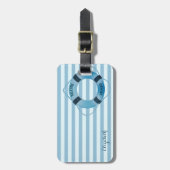 Moderne Nautical Sailor Lifebelt, Stripes Bagagelabel (Voorkant verticaal)