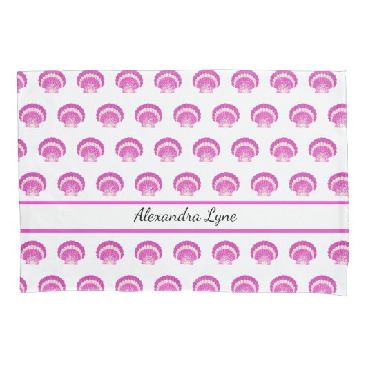 Moderne Nautical Seashell Roze Shell Beach Patroon Kussensloop (Voorkant)