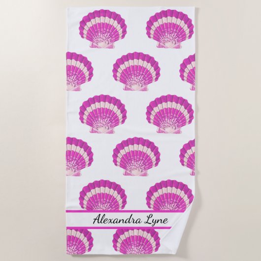 Moderne Nautical Seashell Roze Shell Beach Strandlaken (Voorkant)