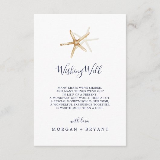 Moderne Nautical Starfish Wedding Well Kaart (Voorkant)