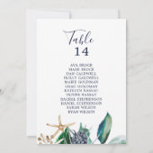 Moderne Nautical Table Number Seating Chart Kaarte (Achterkant)
