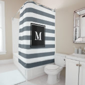 Moderne Nautical Thick White & Grey Stripes Douchegordijn (In situ)