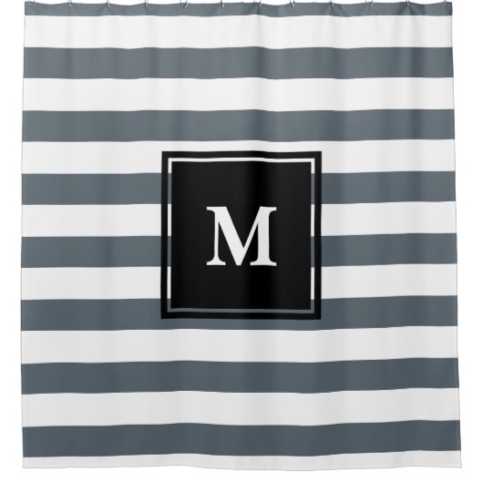 Moderne Nautical Thick White & Grey Stripes Douchegordijn (Voorkant)