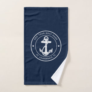 Moderne Nautische Anker Boot Naam Custom Swag Handdoek