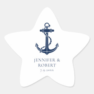Moderne nautische anker strand bruiloft ster sticker