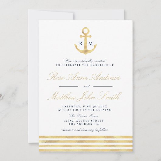 Moderne nautische bruiloft uitnodiging (Voorkant)