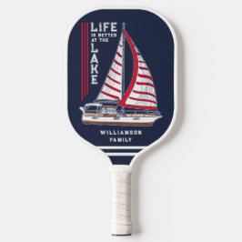 Moderne nautische familie Lake House Navy Blue Pickleball Paddle