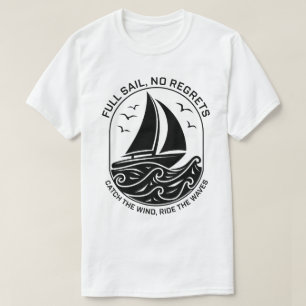 Moderne nautische Logo met zeilbootscène T-shirt