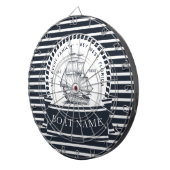 Moderne nautische marine blauw gepersonaliseerd dartbord (Voorkant Rechts)