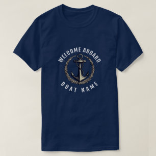Moderne nautische welkom aan boord van het schip n t-shirt