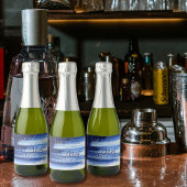 Moderne Navy blauw & wit Waterverf borstelstreken Sparkling Wijnetiket