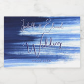 Moderne Navy blauw & wit Waterverf borstelstreken Sparkling Wijnetiket (Enkel label)