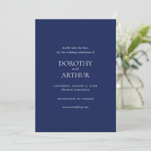 Moderne Navy Blauwe Elegante Trouwdag Save The Date