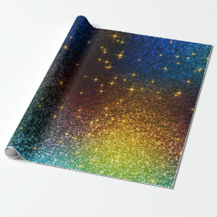 Moderne Navy Blauwe en Gouden Glitter Textuur Cadeaupapier