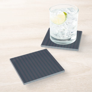 Moderne Navy Blauwe en Pruim Streep Glazen Onderzetter
