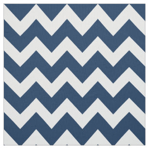 Moderne Navy Blauwe en Witte Chevron Strepen Patro Stof