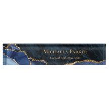Moderne Navy Blauwe Goud Agate Geode Makelaardij