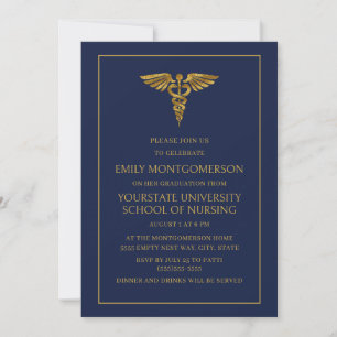 Moderne Navy Blauwe Gouden Verpleegsterschool Afge Kaart