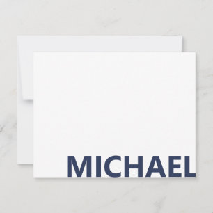 Moderne Navy Blauwe Krachtige Monogram Notitiekaartje