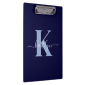 Moderne Navy Blauwe Script Monogram Klembord (Rechts)