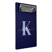 Moderne Navy Blauwe Script Monogram Mini Klembord (Schuin)