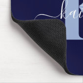 Moderne Navy Blauwe Script Monogram Muismat (Hoek)