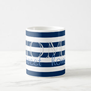 Moderne Navy Blauwe Strepen , Thuis Is Het Meest V Koffiemok