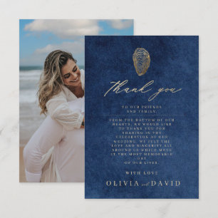 Moderne Navy Blauwe Zeevaart Huwelijk Bedankkaart
