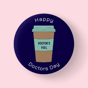 Moderne Navy Blue Doktersdag Koffiekop Knop Ronde Button 5,7 Cm
