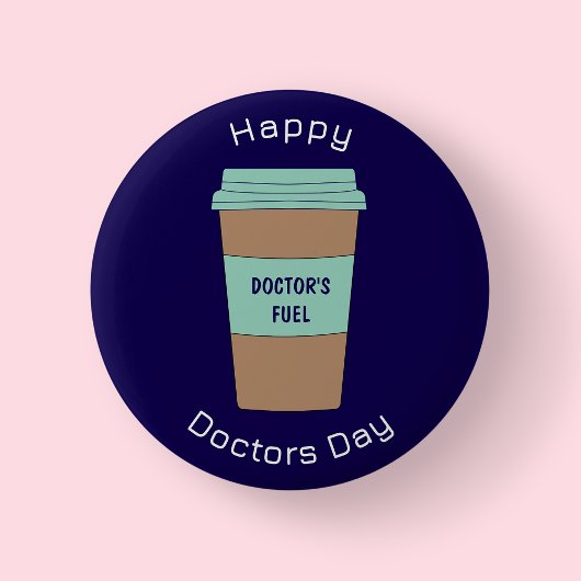 Moderne Navy Blue Doktersdag Koffiekop Knop Ronde Button 5,7 Cm