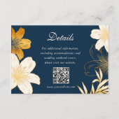 Moderne Navy Blue Flower Wedding Enclosure Kaarten (Voorkant)