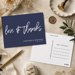 Moderne Navy Blue Huwelijk Dankkaart Briefkaart