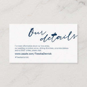Moderne Navy Blue-inkt, minimalistische lettertype Informatiekaartje
