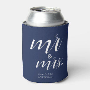 Moderne Navy Bold Mr & Mrs Huwelijksgunsten Blikjeskoeler