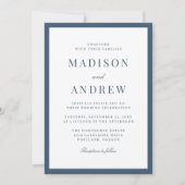 Moderne Navy Border Bruiloft Kaart (Voorkant)