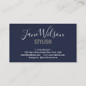 Moderne Navy Chic handtekening Visitekaartje (Achterkant)