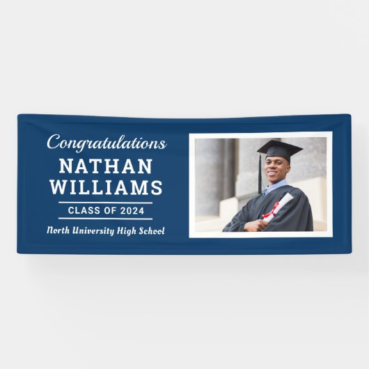Moderne Navy Class van 2025 Custom Afstuderen Foto Spandoek (Horizontaal)