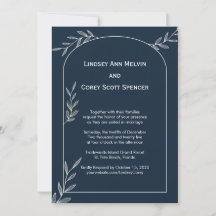 Moderne Navy en White Leaf Wedding