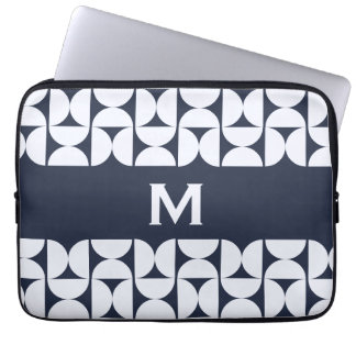 Moderne Navy Geometrische Laptophoes 15 inch Laptop Sleeve