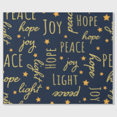 Moderne Navy & Goud Kerst Script Cadeaupapier (Vlak)