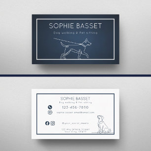 Moderne Navy Hondenuitlaten, Oppas Minimalistisch Visitekaartje