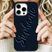 Moderne Navy Minimalistische Script Naam Case-Mate iPhone Case