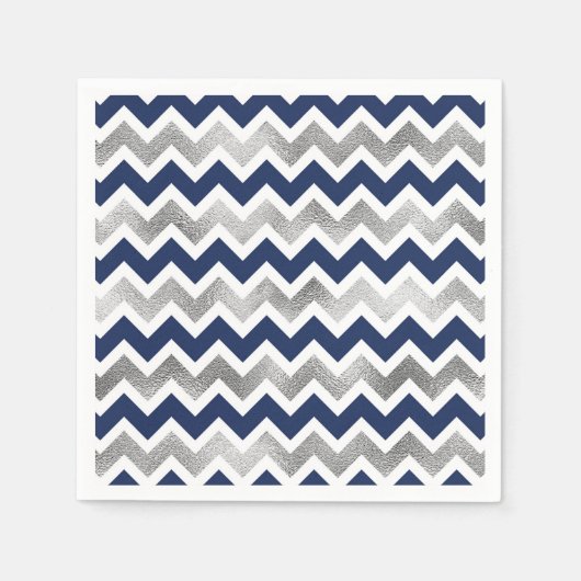 Moderne Navy Silver baby shower servetten (Voorkant)