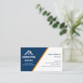 Moderne Navy Sinaasappel Roofing Construction Cont Visitekaartje (Staand voorkant)