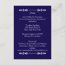 Moderne Navy & Witte Trouwdetails Kaart