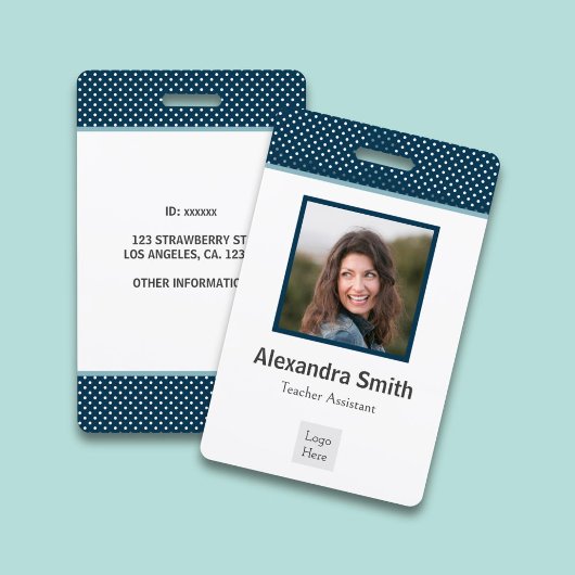 Moderne Navyblauwe Medewerker Badge