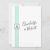 Moderne Neo Mint Groene Monogram Bruiloft Kaart (Achterkant)