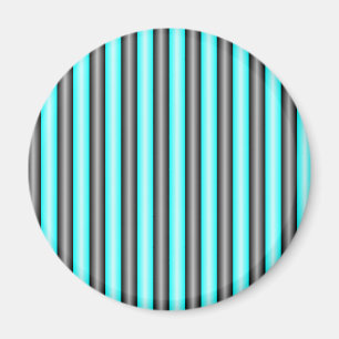 Moderne Neon Blue en Black 3D Metal Effect Stripes Magneet